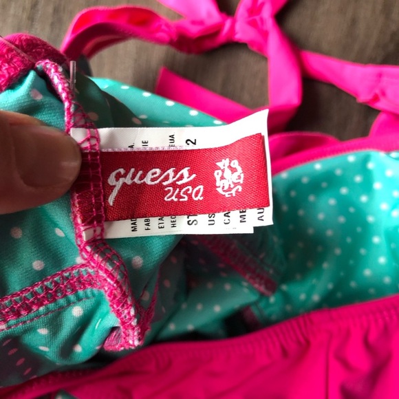 Guess One Piece Swimsuit Size Large Hot Pink NWT Plunge Ruffles Barbiecore - Picture 9 of 15